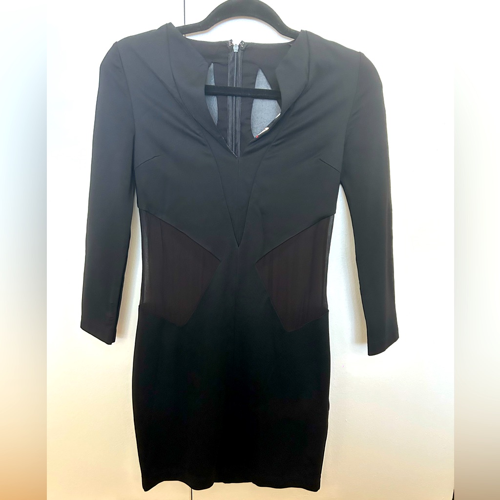 New Stunning Just Cavalli Mini Black Dress With Floral Lining And Sheer Cutout